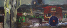 Pintura de Fernando Peiró Coronado. 'El viaje. Camino hacia la noche.' realizado en 1960 es un óleo sobre lienzo. Medidas 74x180.