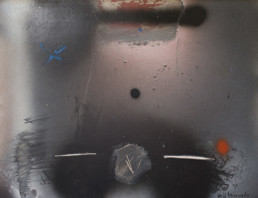 Pintura 'Génesis de mujer en el espacio' de Fernando Peiró Coronado realizada con spray y óleo sobre tabla preparada con polvo de mármol y látex.