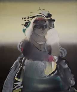 'La magia de la señora', pintura de Fernando Peiró Coronado. Medidas, 71x58. Óleo sobre lienzo, con la figura central. Fondo atmosférico, difuminados y evanescencias lumínicas.