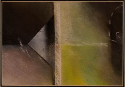Pintura de pequeño formato 'Repetición de espacios' de Fernando Peiró Coronado realizada con ceras sobre cartulina. Medidas 15x21.