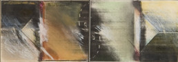 'Repetición de espacios en el tiempo' obra de Fernando Peiró Coronado Pintura realizada con ceras sobre cartulina. Medidas 11x30.