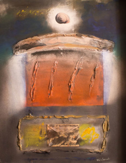 'Cuántas palabras y añoranzas', obra de Fernando Peiró Coronado. Medidas, 91x72. Técnica mixta: óleo y spray sobre tabla preparada matéricamente.