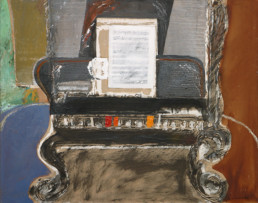 'El piano se rebeló', obra de Fernando Peiró Coronado. Medidas, 73x92. Técnica mixta: óleo y ceras sobre tela preparada matéricamente