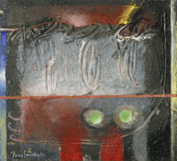 'Introducción al acto creativo', obra de Fernando Peiró Coronado. Medidas, 22x24. Técnica mixta: óleo y ceras sobre tabla preparada matéricamente.