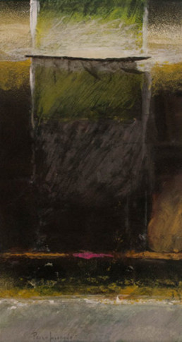 'Composición con tul', obra de Fernando Peiró Coronado. Medidas, 40x21. Técnica mixta: ceras, pastel y tul sobre cartulina.
