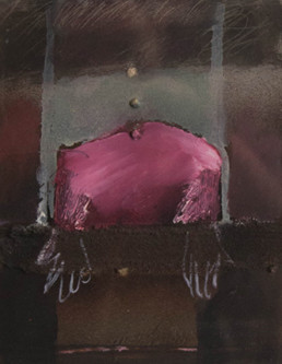 'Cómo atrapar el tiempo', obra de Fernando Peiró Coronado. Óleo, spray y ceras sobre cartulina preparada con arena y látex. Medidas 22x17.