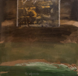 Obra que se enmarca en una serie de cuadripoemas realizada junto al poeta Josep Igual. 'Paisaje', 30x30.