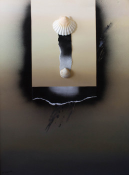 'Recuerdos íntimos de mujer madura' obra de Fernando Peiró Coronado. Espacialismo con elementos , conchas que evocan el universo femenino.