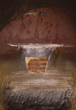 'Acordes arpegiados' pintura de Fernando Peiró Coronado. Abstracción. Obra matérica y collage. Medidas 50x37.