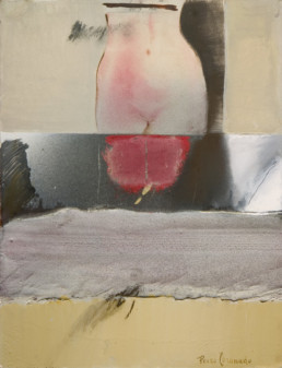Pintura 'Componiendo con cuerpo de mujer' de Fernando Peiró Coronado realizada con spray, óleo y ceras sobre tabla preparada matéricamente.