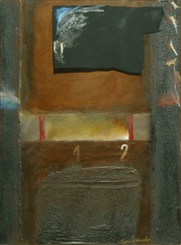 Pintura de Fernando Peiró Coronado 'Yo soy más de uno', técnica mixta: óleo, spray, collage y ceras sobre tablero preparado con arena con látex.